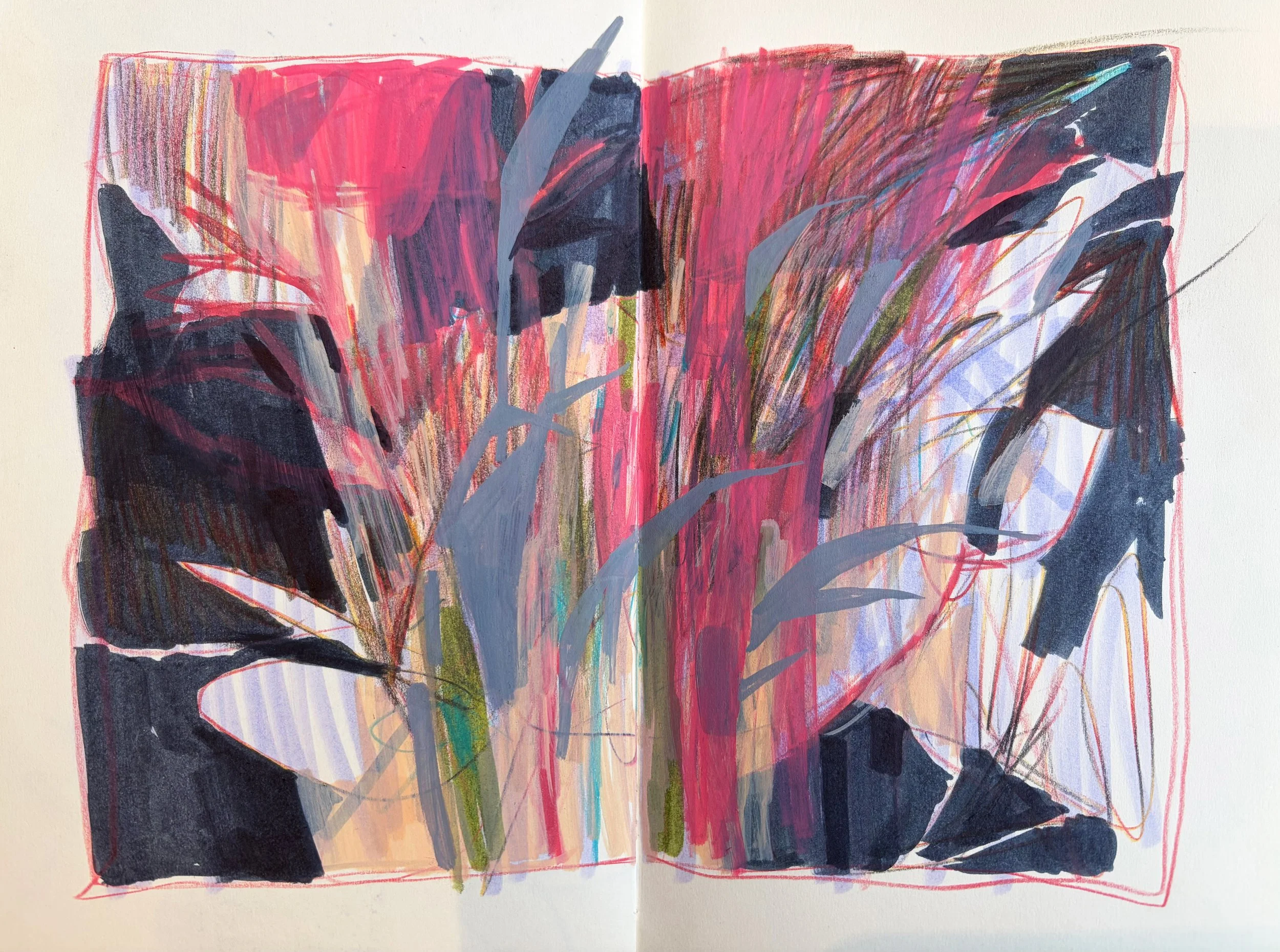 Mixed media sketchbook page