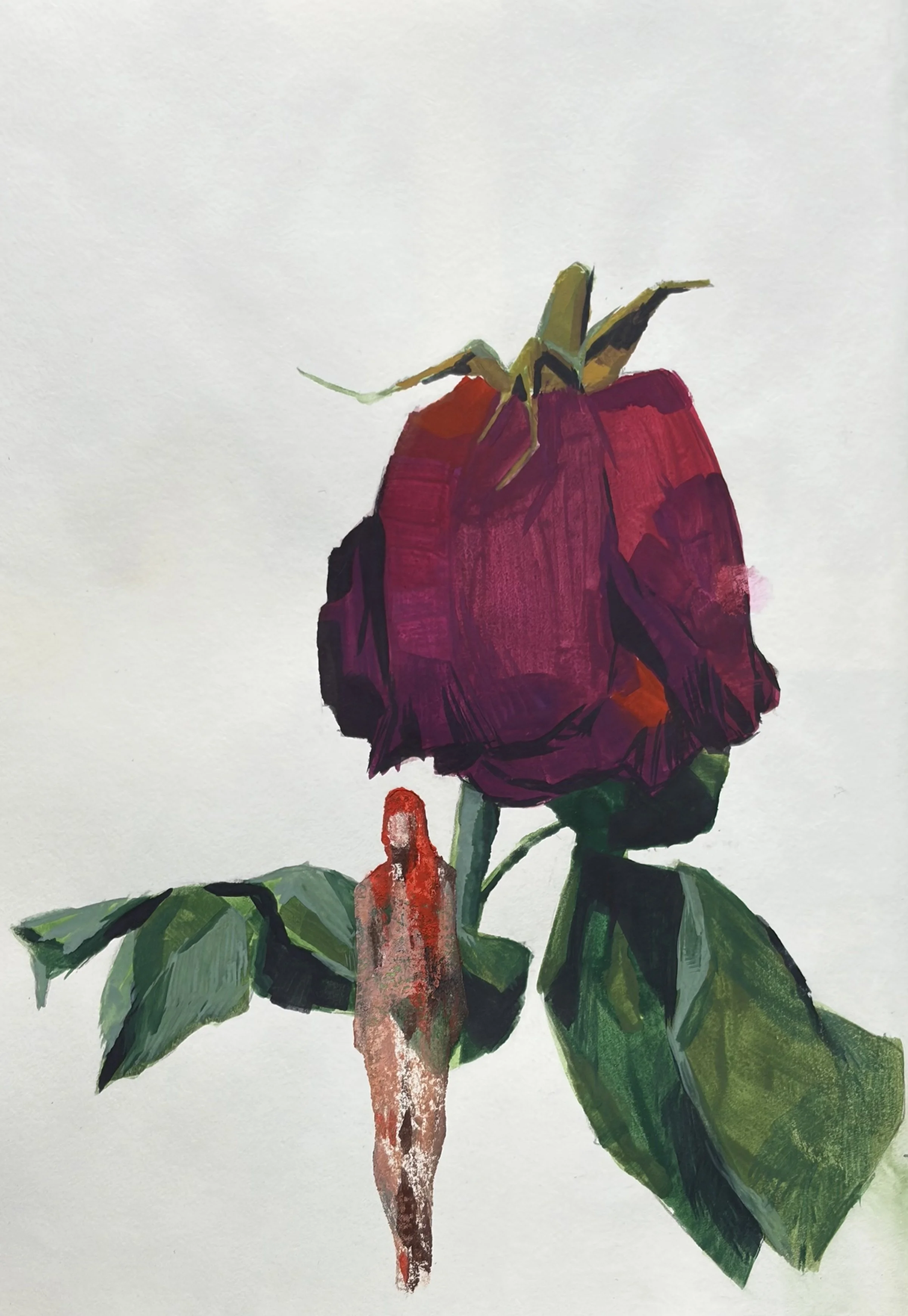 Gouache and oil monotype print