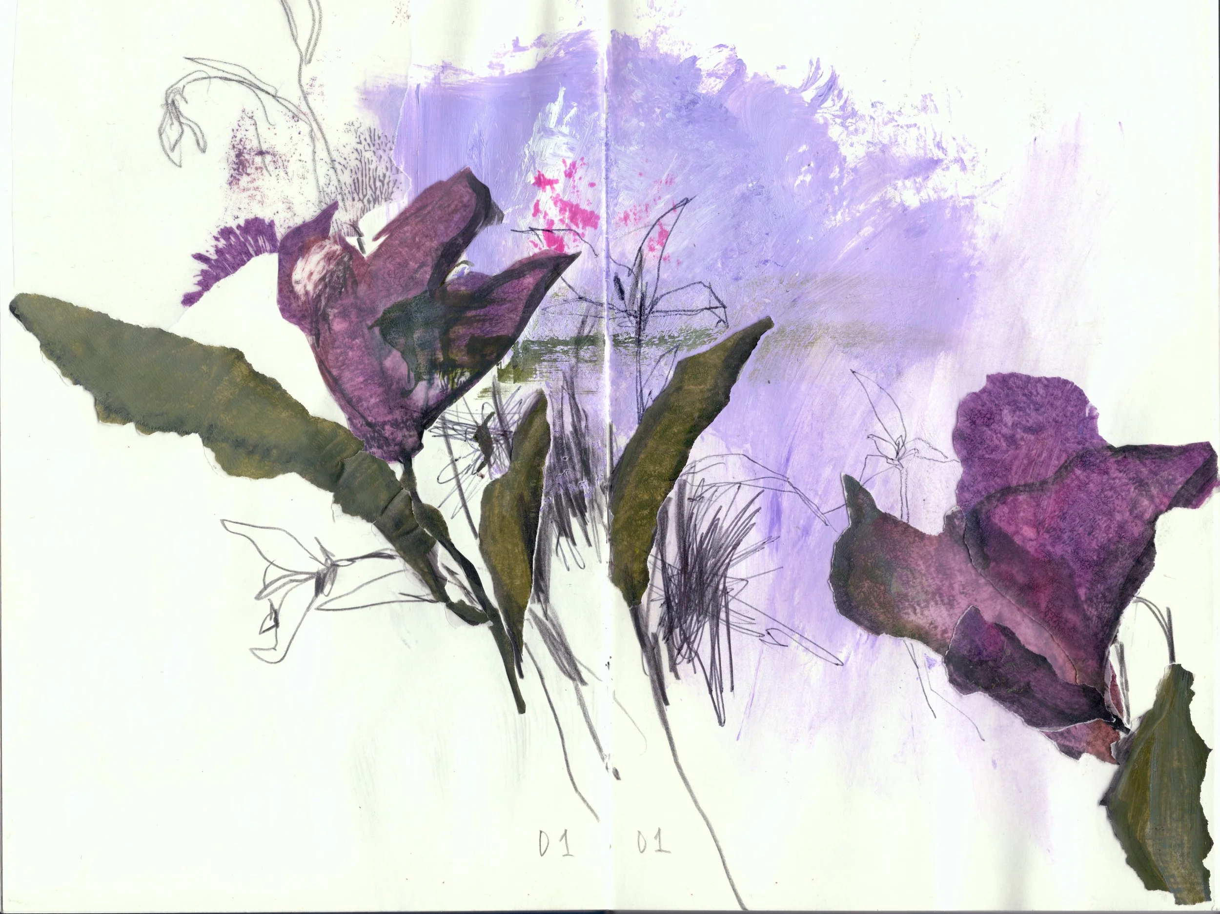 Mixed media sketchbook page