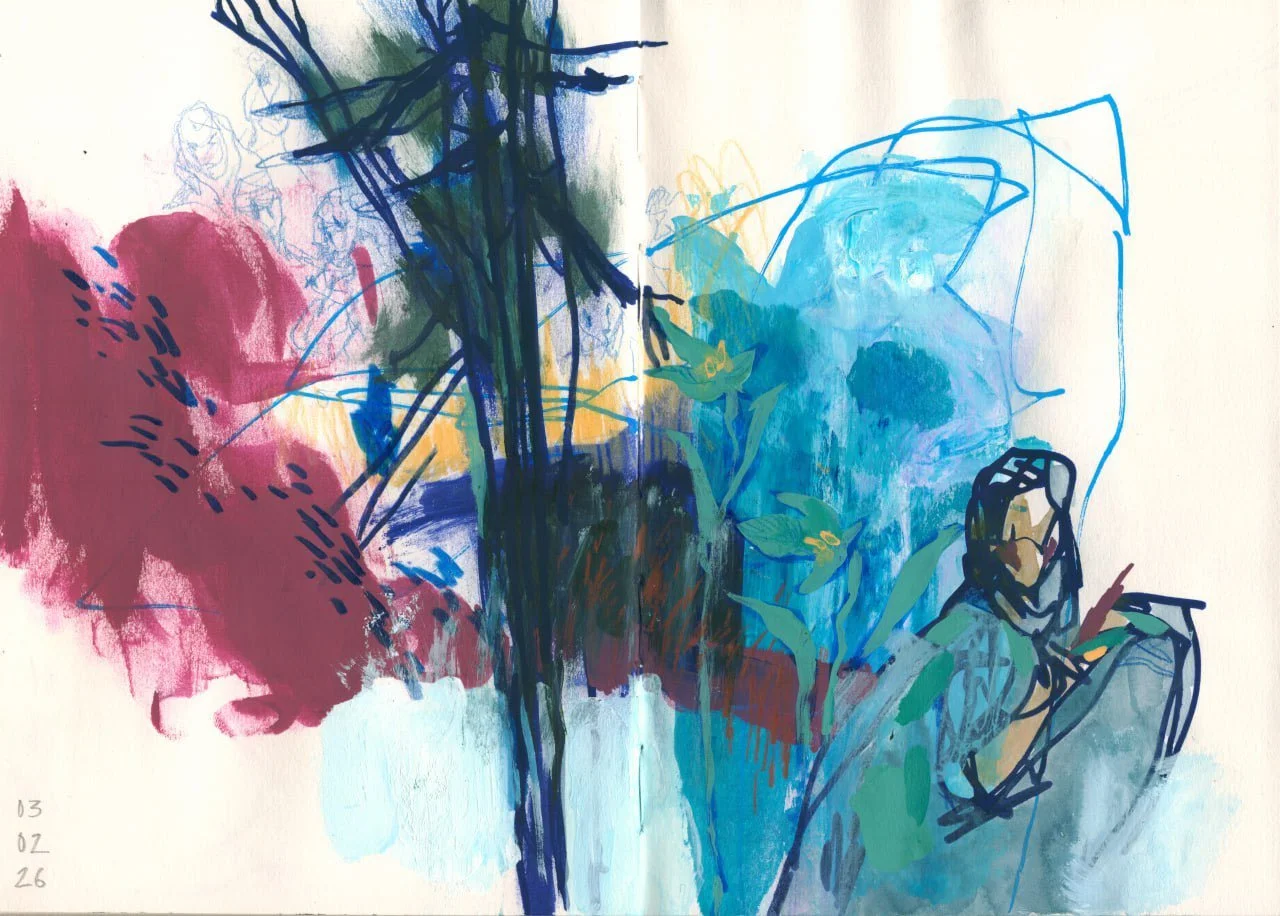 Mixed media sketchbook page