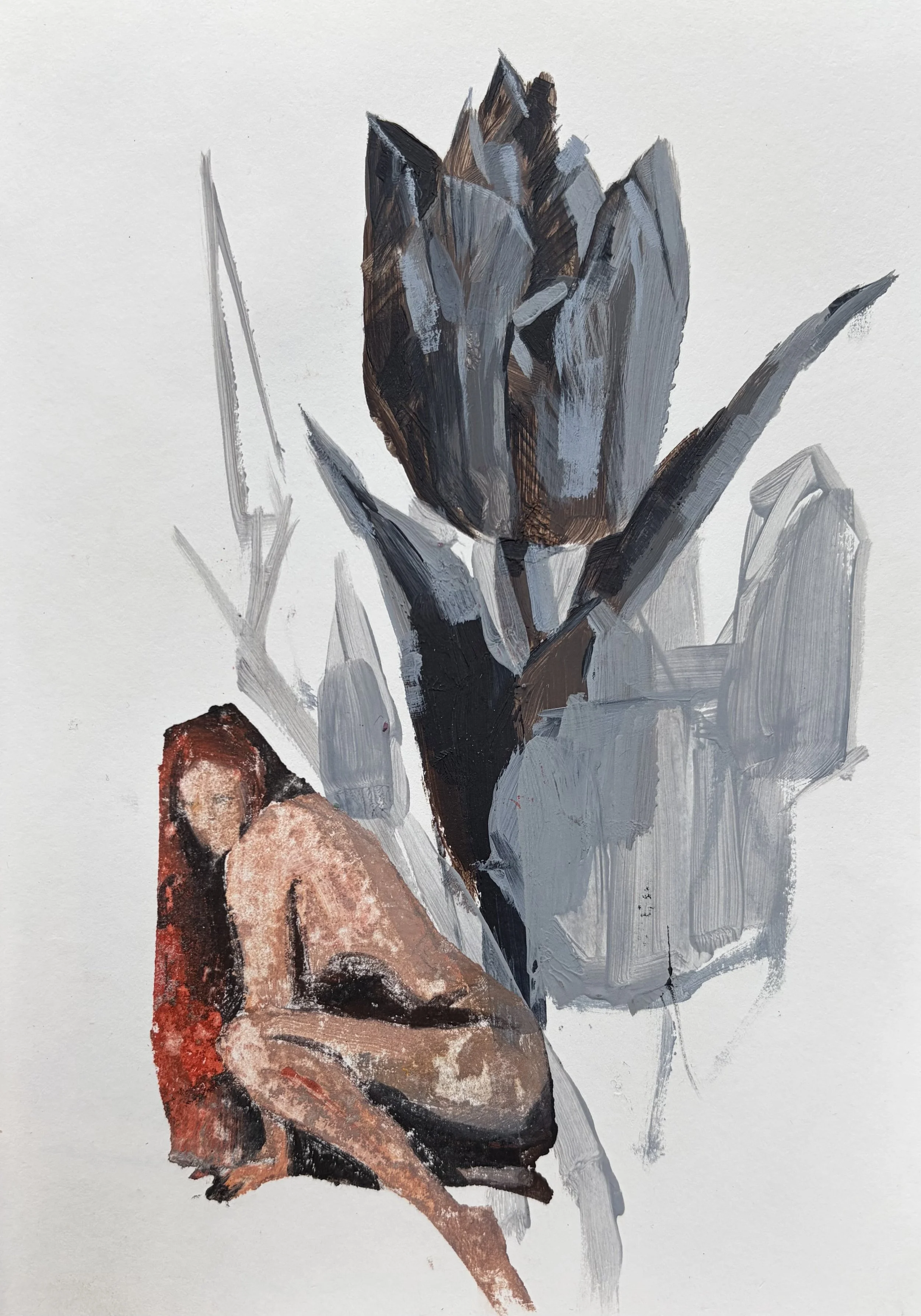 Acrylic  and oil monotype print