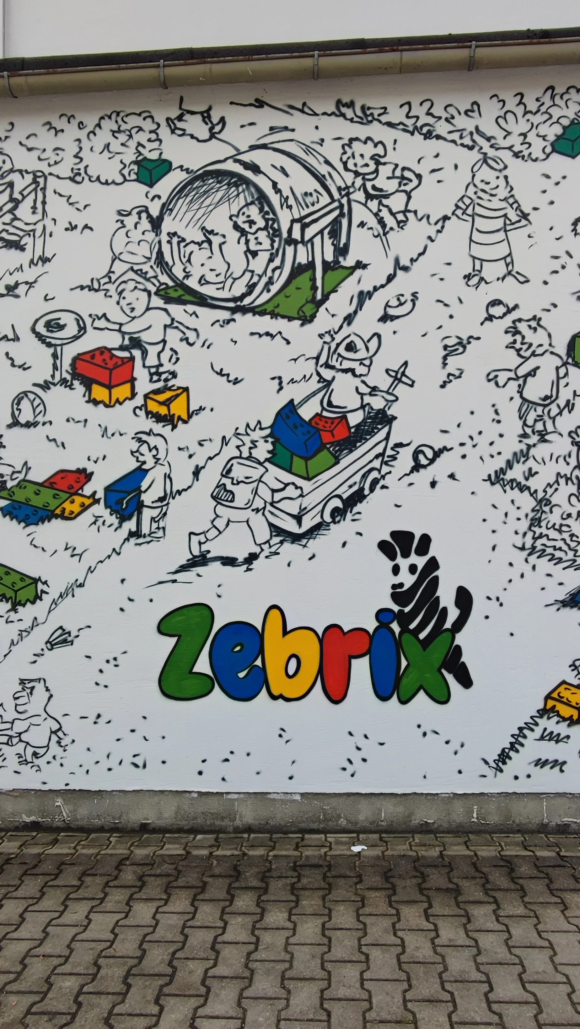 Farbfrohe Illustration eines Kinder-Hochbeets. Der Name Zebrix ist im unteren Bereich der Zeichnung zu sehen.