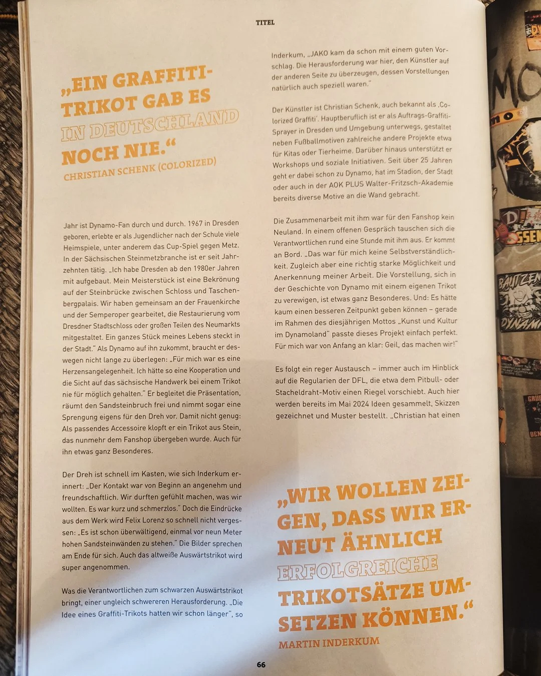 Artikel über Christian Schenk, einen Graffiti-Künstler, mit Zitaten und Hintergrundinformationen.