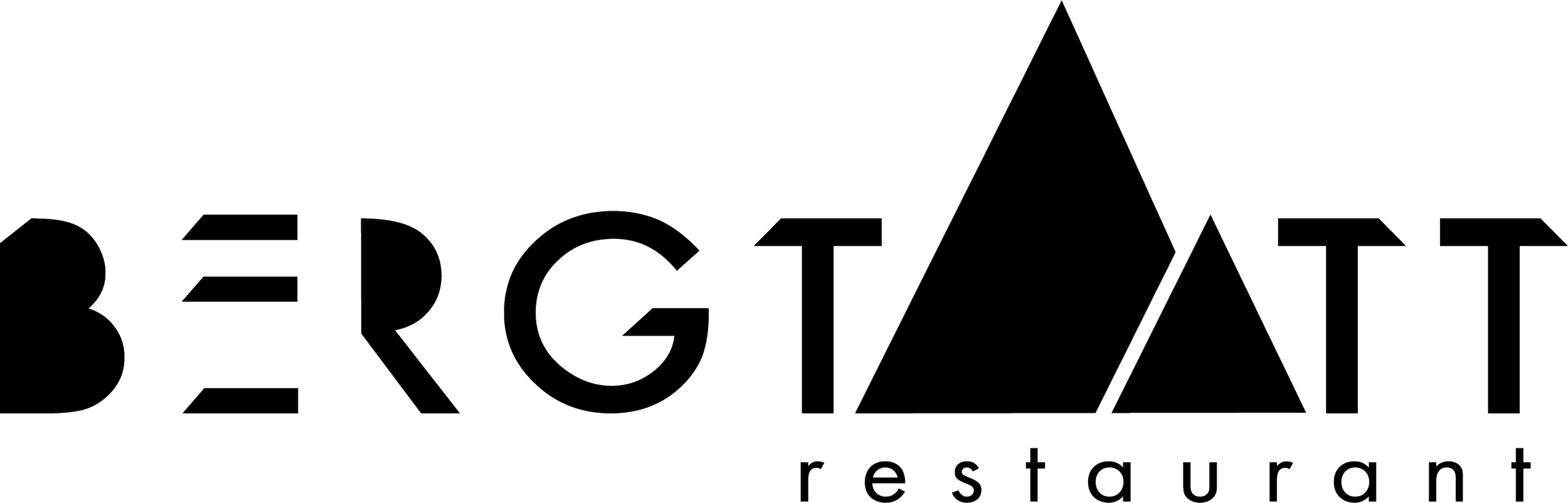 Logo for Bergtatt restaurant, featuring stylized text and geometric mountain graphic.