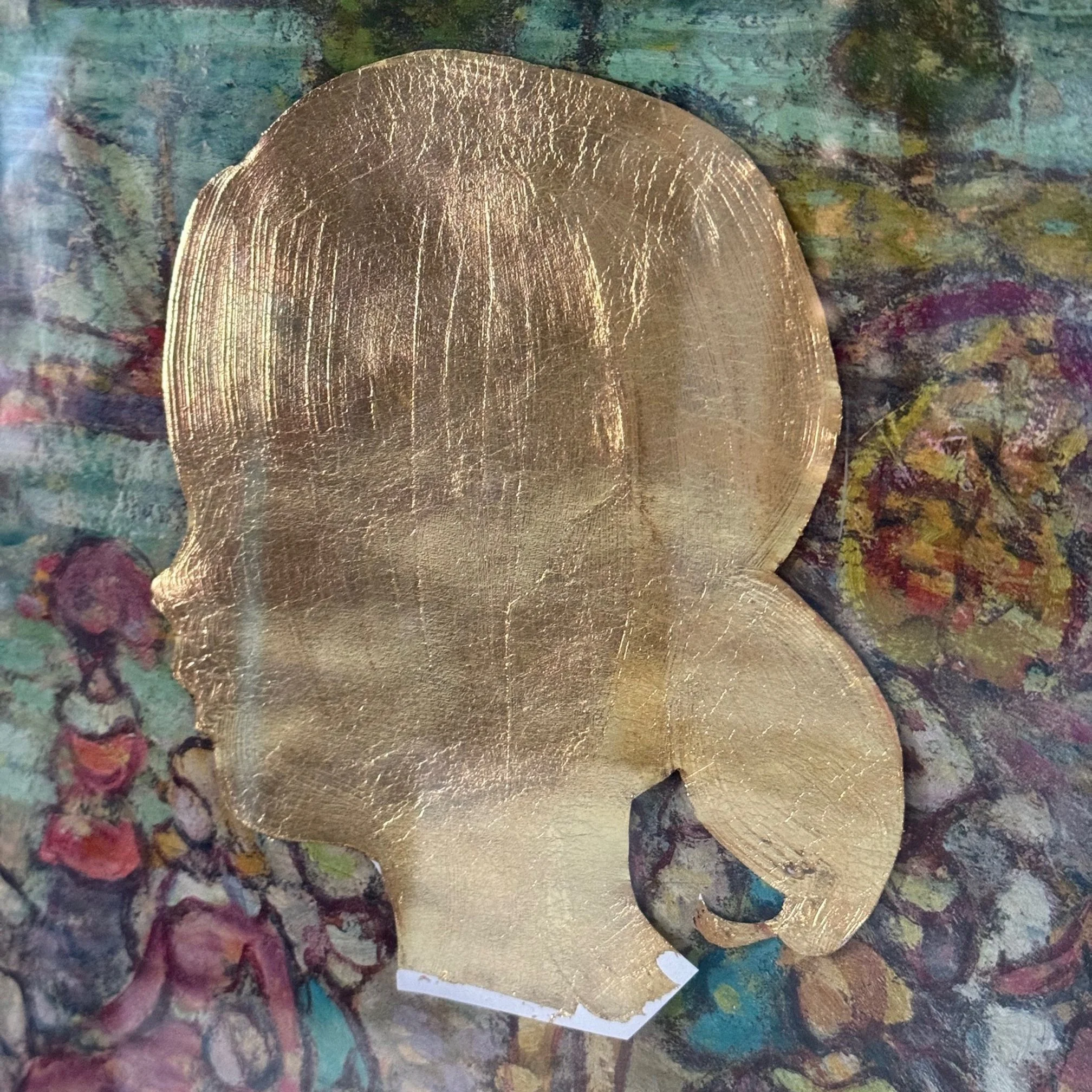 First Baby Present - custom gold leaf cameo