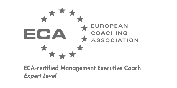 Logo der European Coaching Association mit dem Text 'ECA', 'European Coaching Association', 'ECA-certified Management Executive Coach', 'Expert Level'.