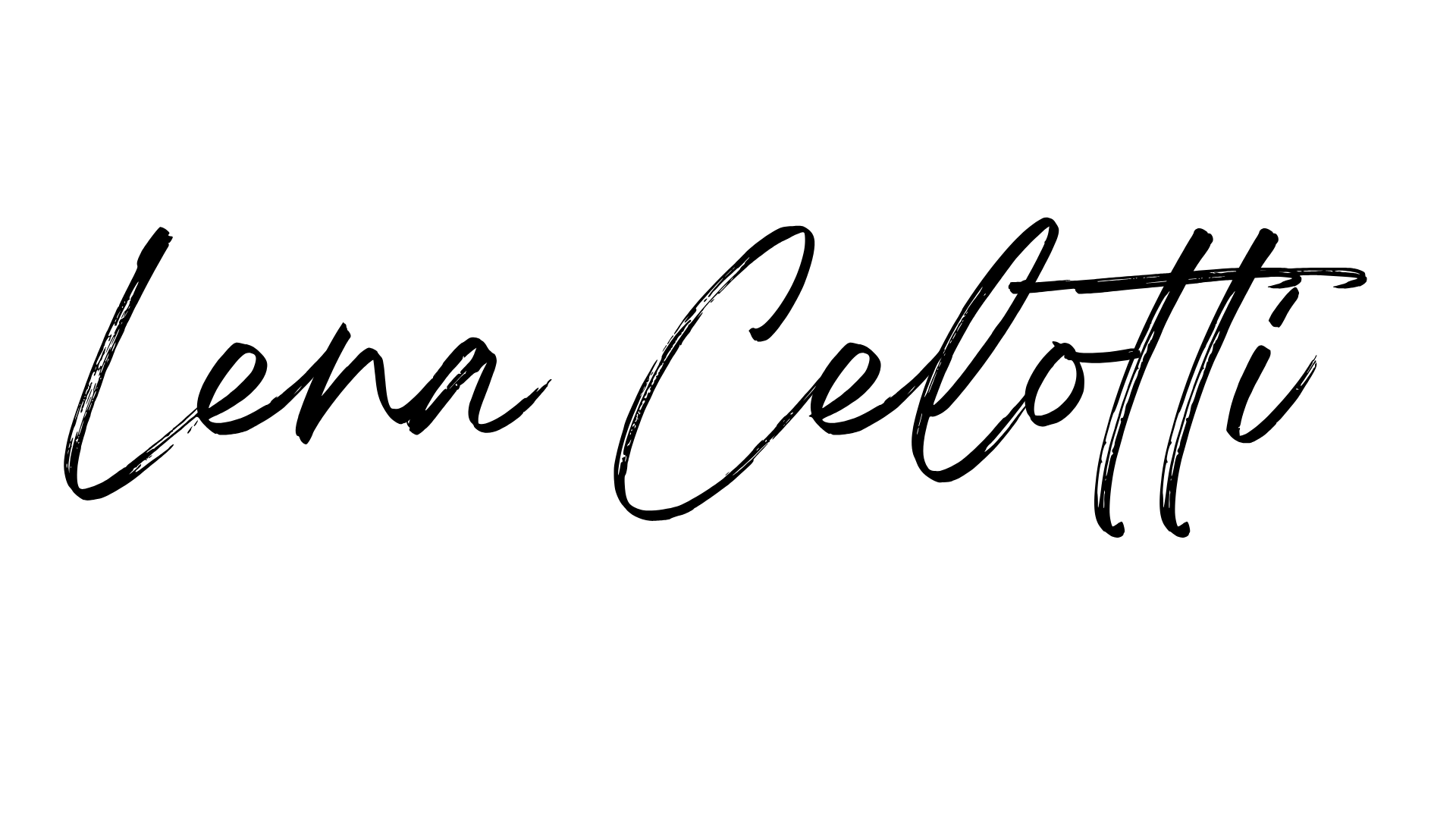 Grafik mit der handgeschriebenen Schriftzug 'Lena Celotti' in schwarzer Farbe auf weißem Hintergrund.