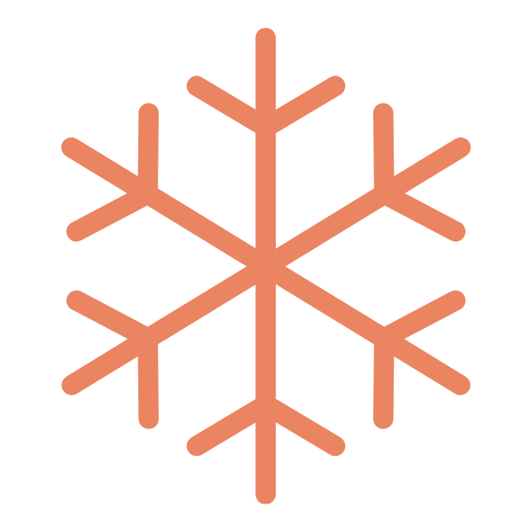 A pink snowflake icon on a black background.