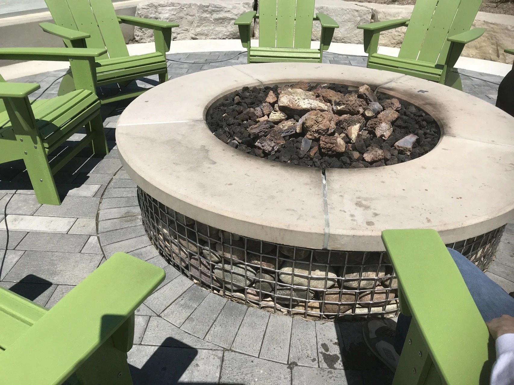 Custom fabricated outdoor metal fire pit.