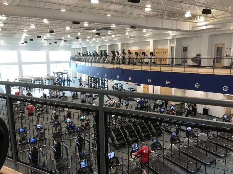 Perimeter Guardrails Overlooking the Main Fitness Floor.