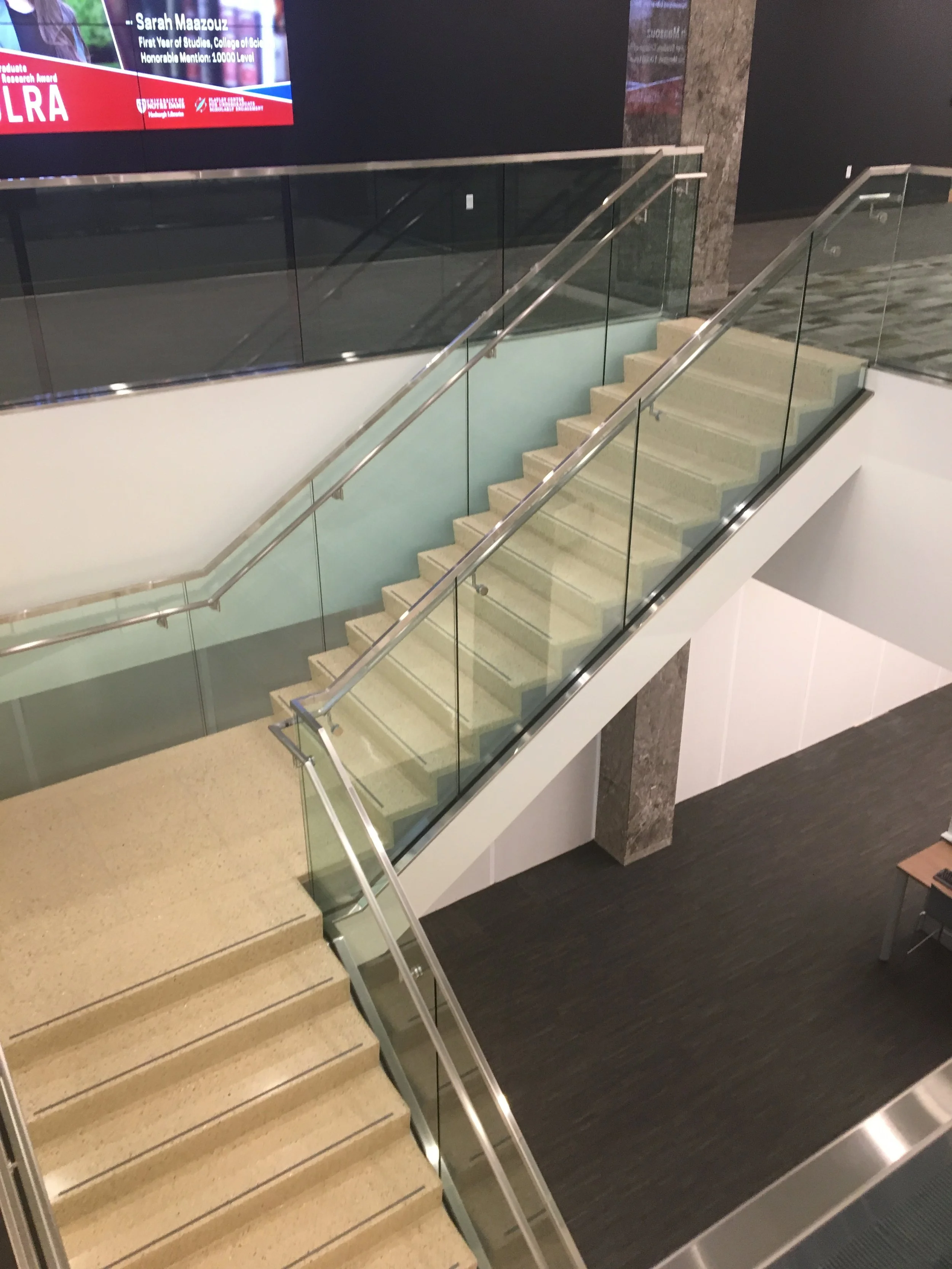 Architectural Railing System Designed to Complement the Library's Contemporary Interior Design.