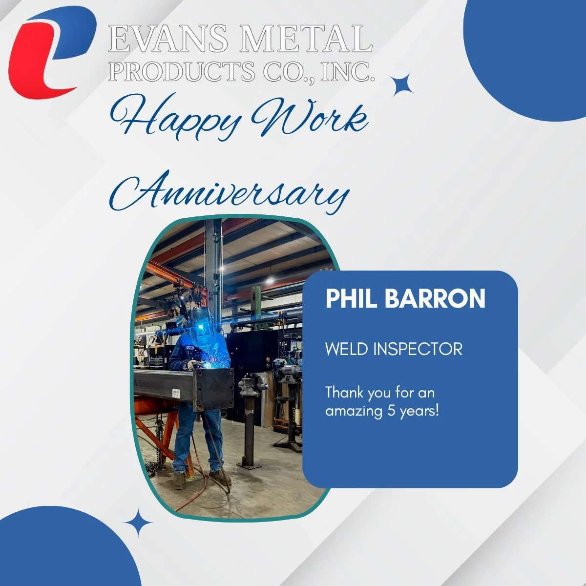 Another month, another reason to celebrate!

Join us in recognizing our October work anniversaries! Thank you for your hard work, dedication, and the role you play in making Evans Metal Products a great place to work !

#anniversary #anniversaries #m