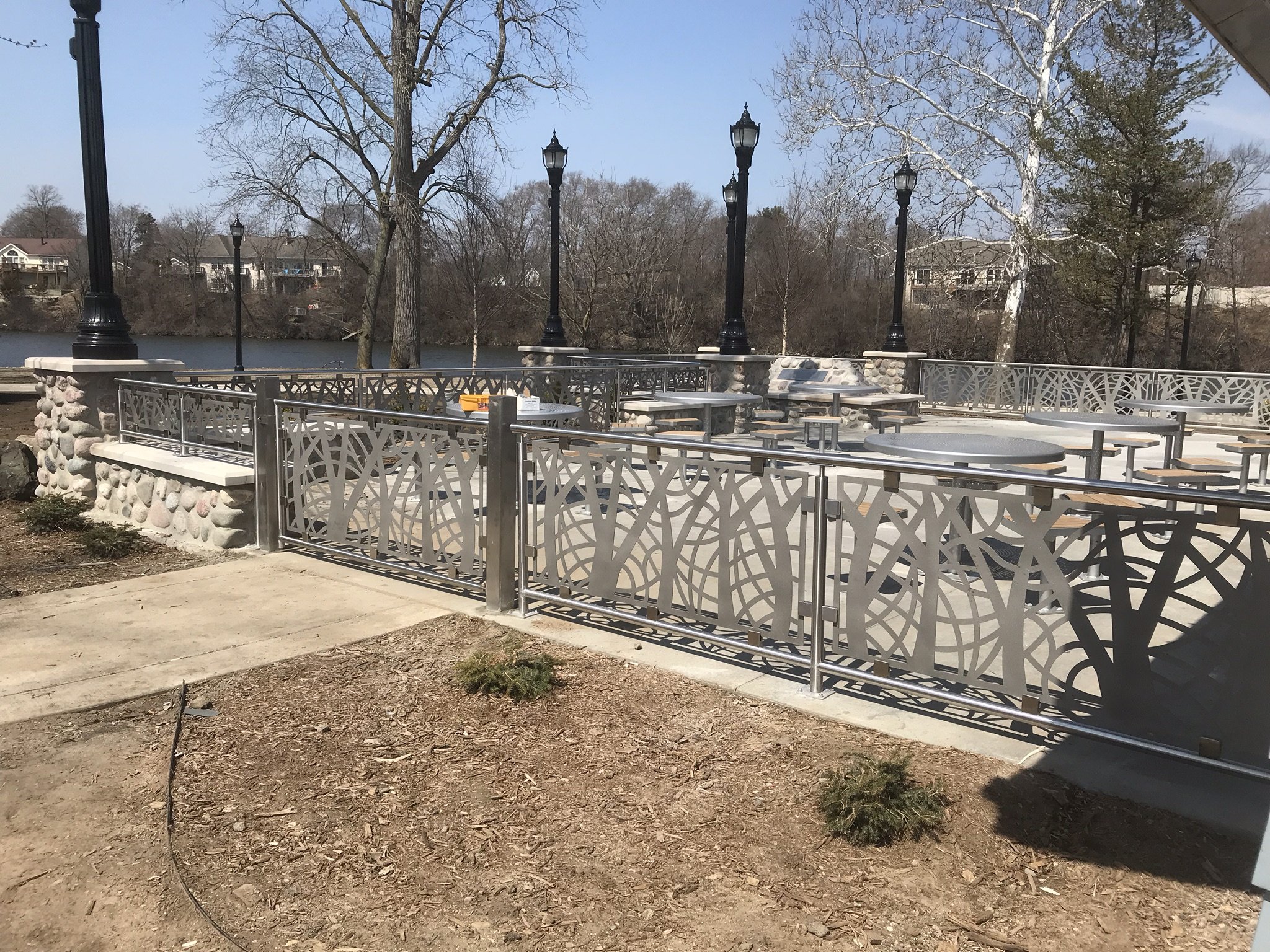 Custom Decorative Steel Railing Fabricated for Riverfront Terrace.
