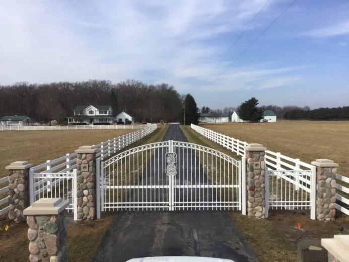 Estate Driveway Gate and Fencing Fabricated for Private Residence.