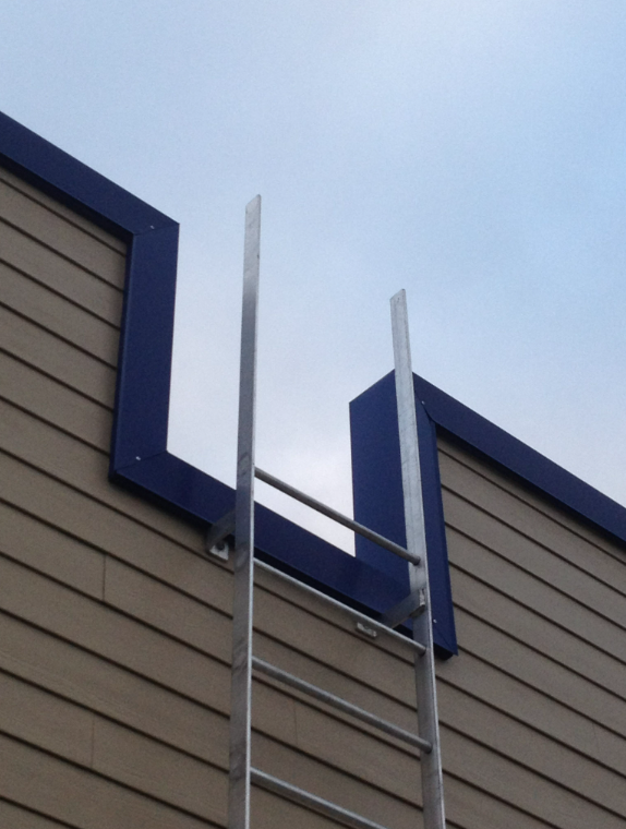 Temporary ladder access during construction and installation work.