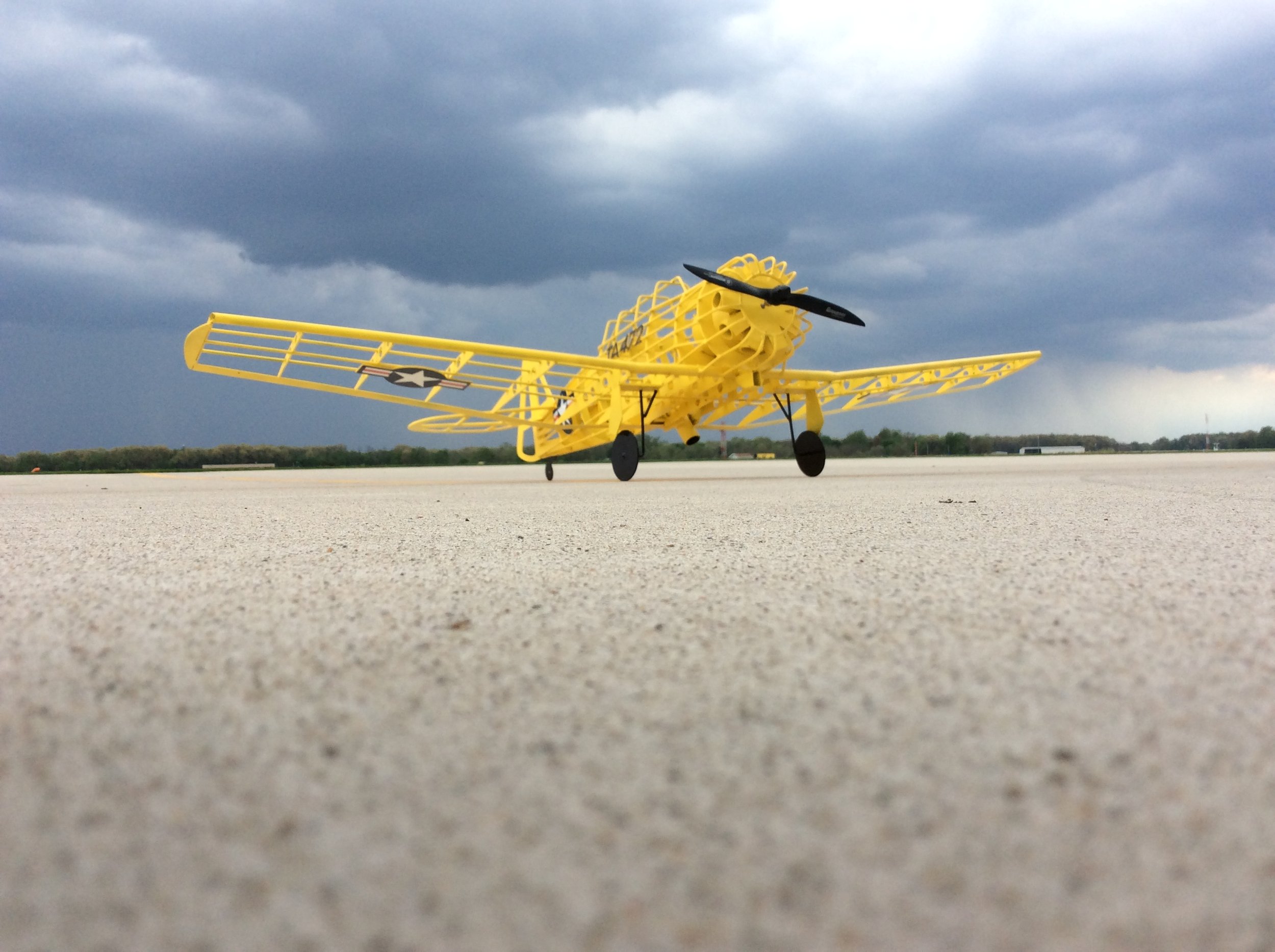Custom fabricated metal framework for airplane display.