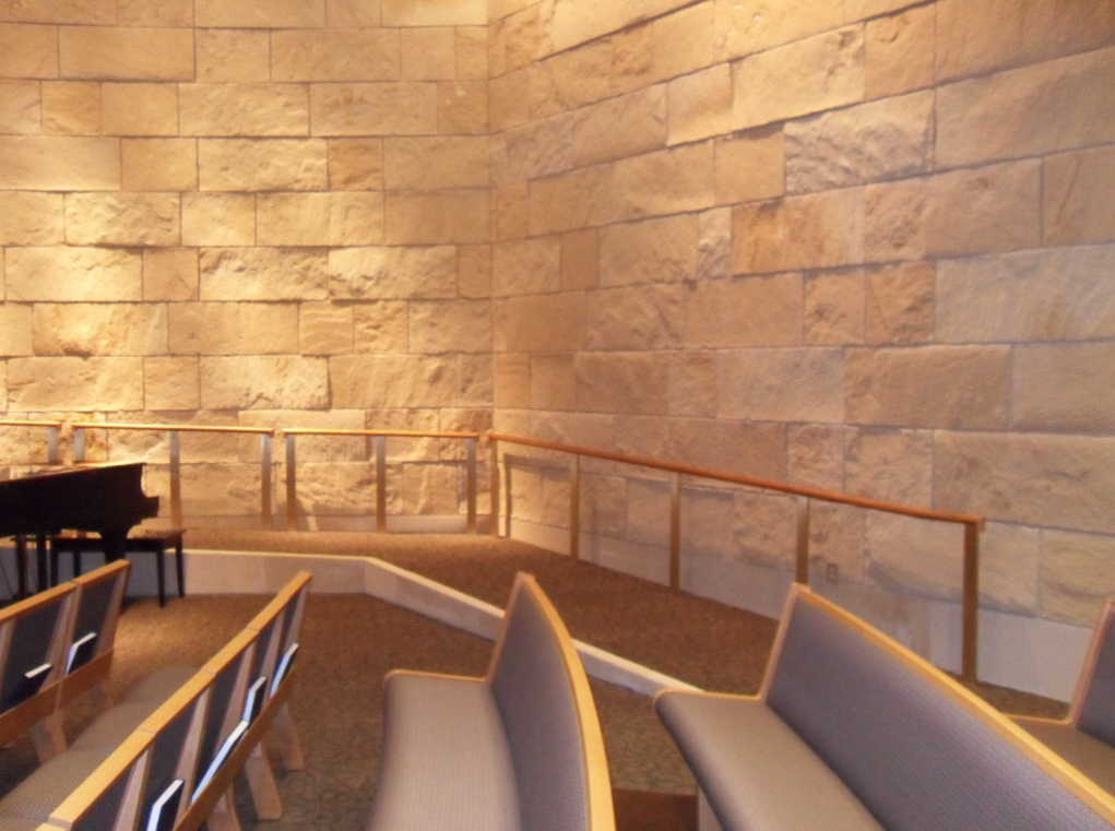 Metal Handrail Detailing Aligned with Architectural Finishes throughout the Worship Space.