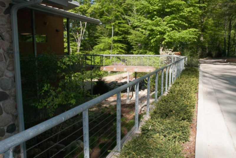 Exterior Cable Railing System Integrated for Pedestrian Circulation.
