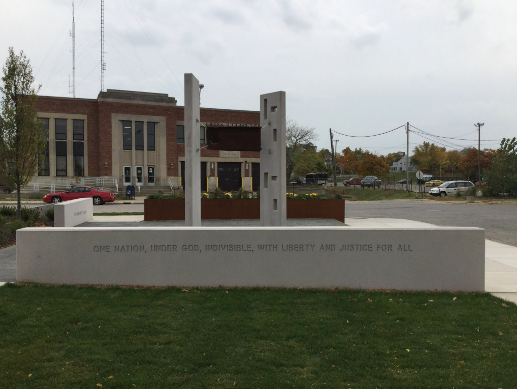 Custom Steel Elements Integrated into the 9/11 Resiliency Plaza Memorial in Benton Harbor, Michigan.
