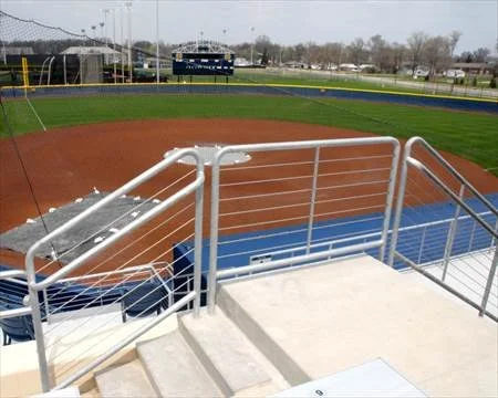 Custom  Metal Railings Fabricated for Notre Dame Softball Field Spectator Access.