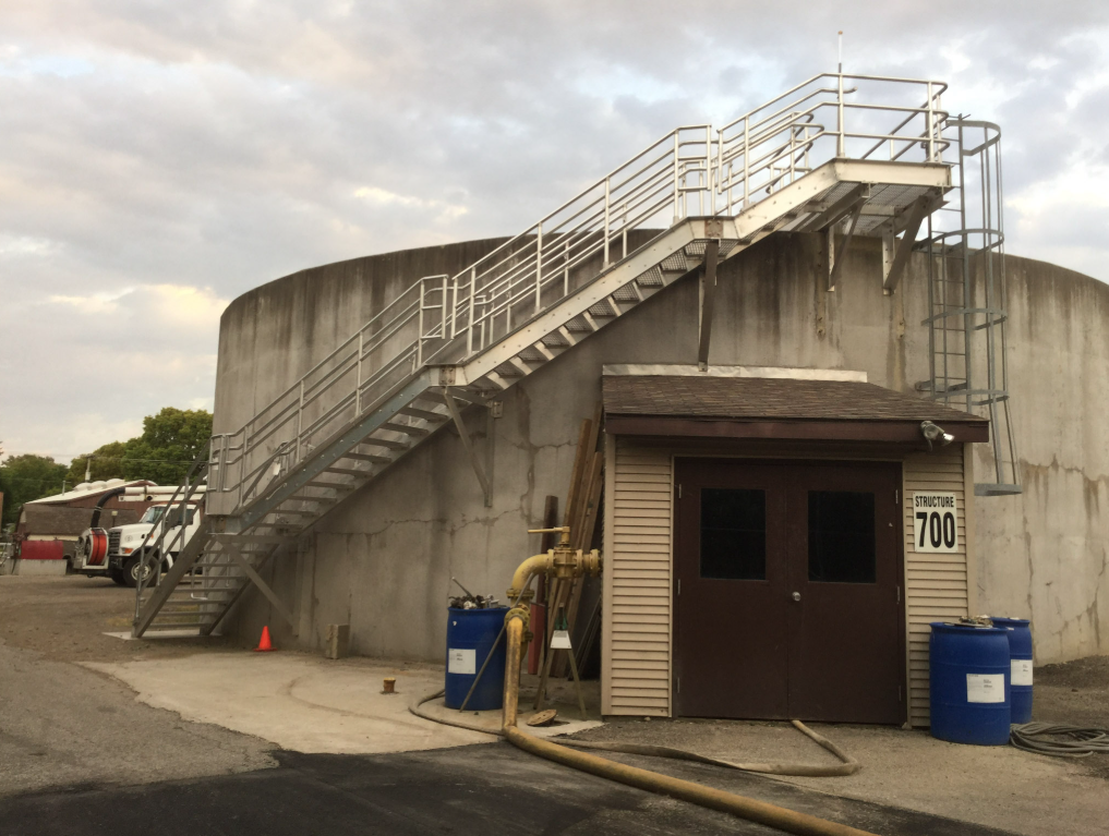 Exterior Steel Stair and Guardrail System Fabricated for Structure 700 at the Elkhart Public Works & Utilities Wastewater Treatment Facility.