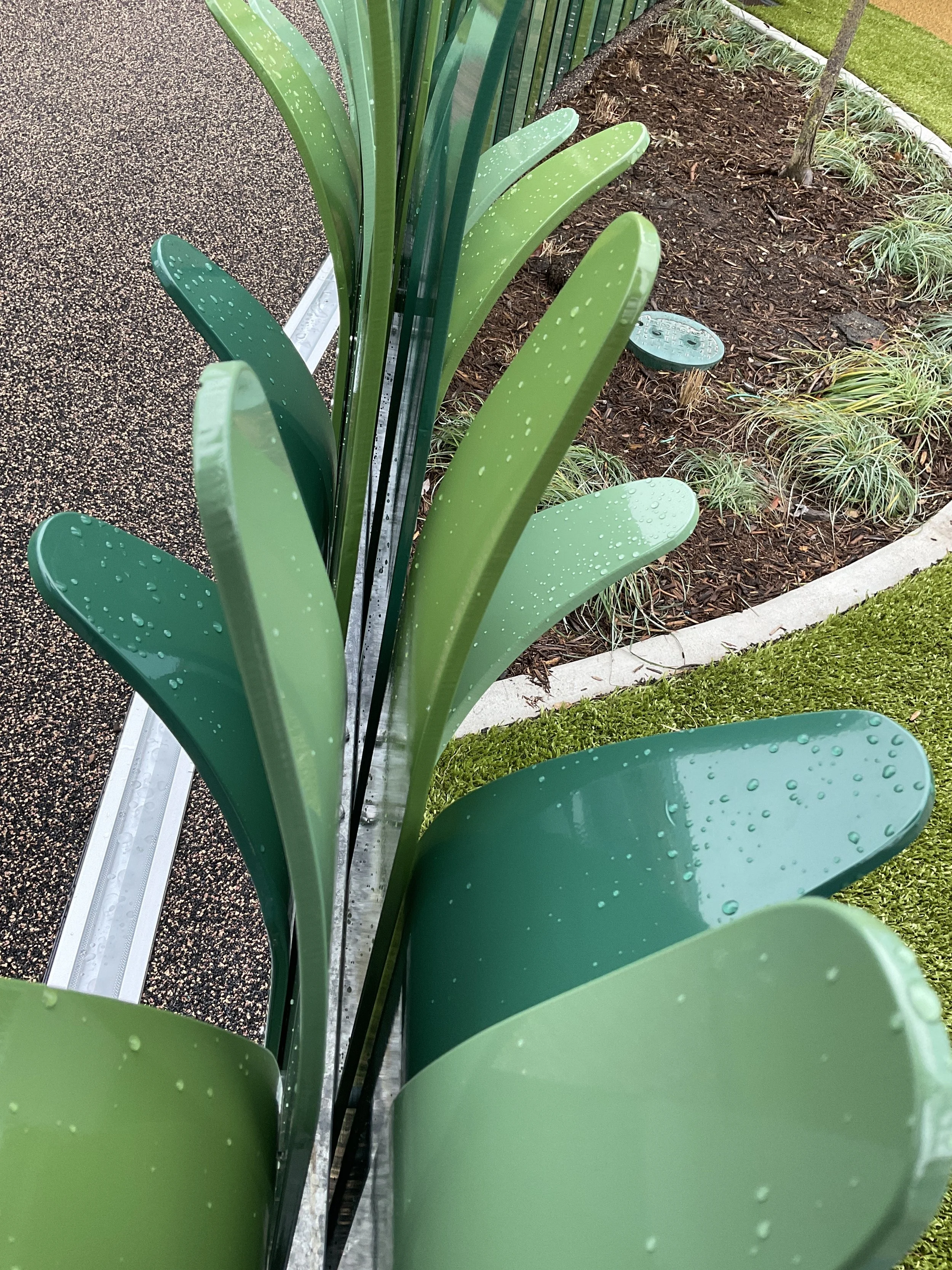 Detail View of Custom Powder-Coated Metal Playground Fencing.
