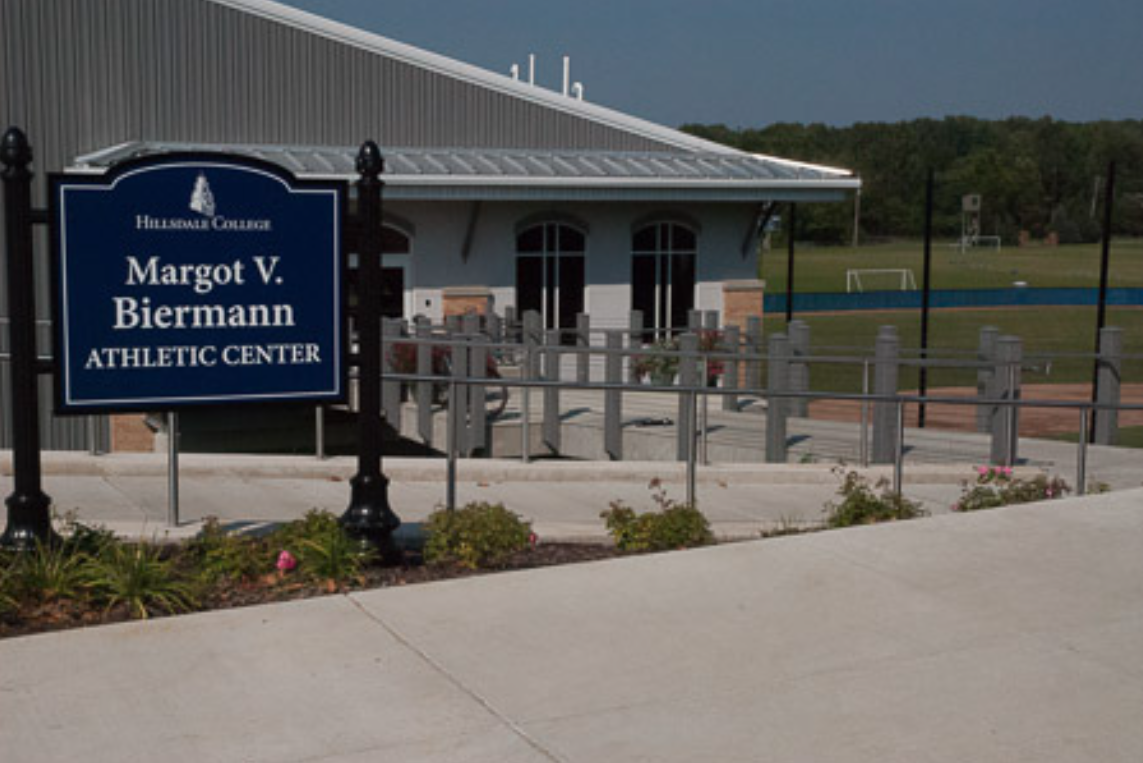 Exterior Steel Guardrails Installed at the Margot V. Biermann Athletic Center, Providing Durable Site Circulation and Access Control.