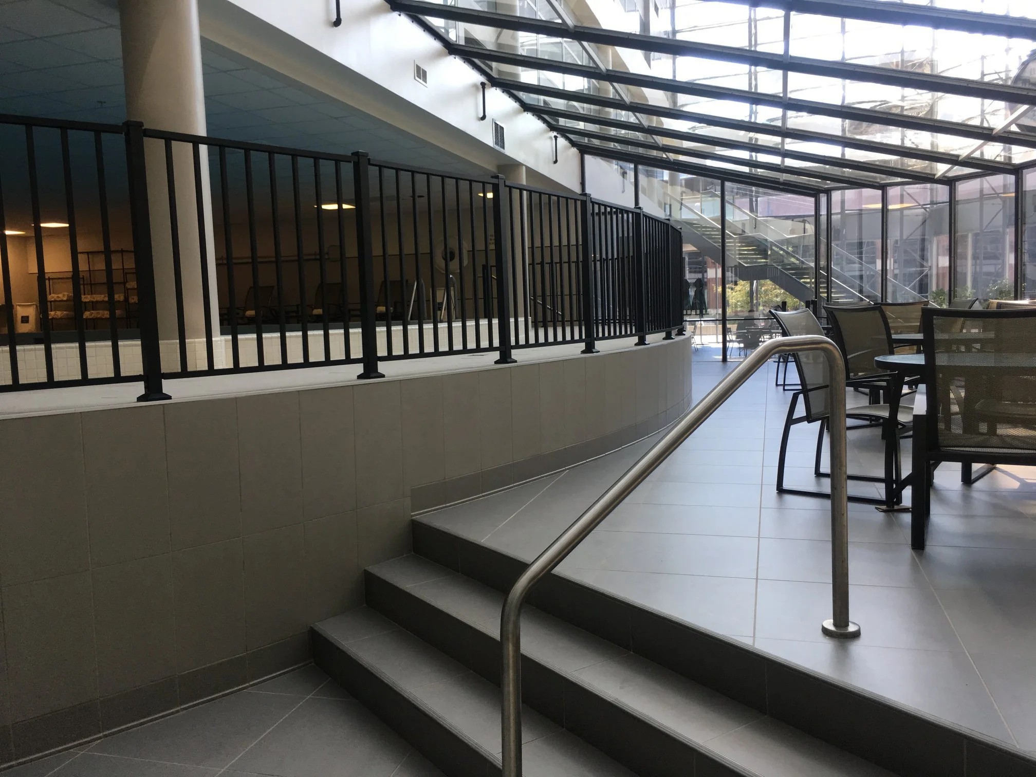 Steel Guardrail System Providing Fall Protection Along Interior Circulation Edges.