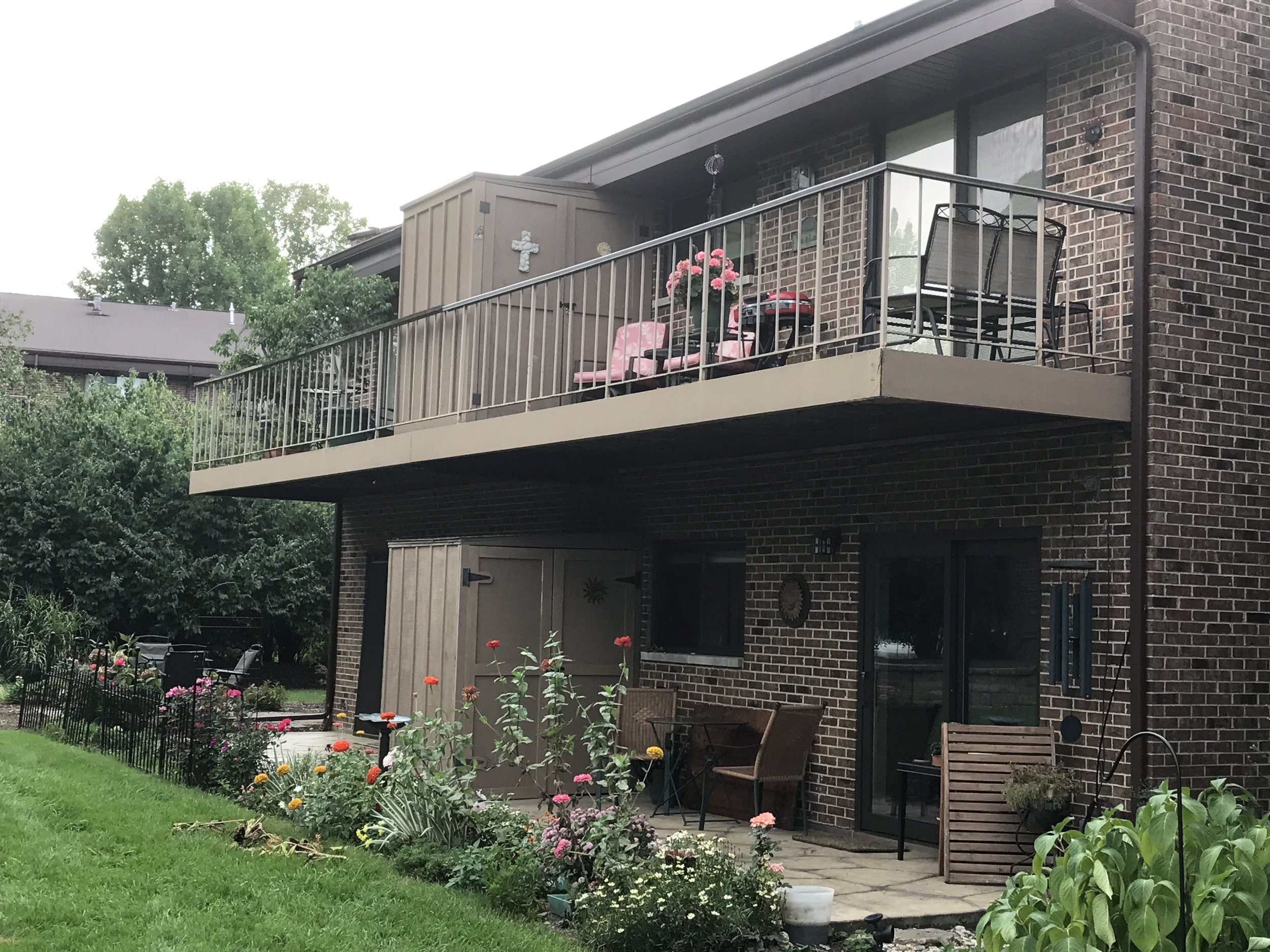 Continuous Balcony Railings Integrated Across Multiple Residential Units.