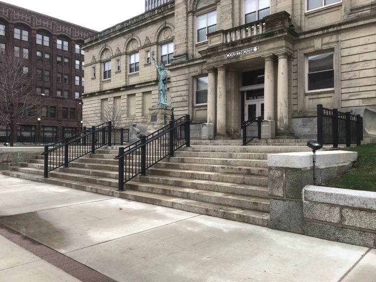 Exterior Stair and Guardrail Systems Fabricated for Public Entry at the South Bend Courthouse.