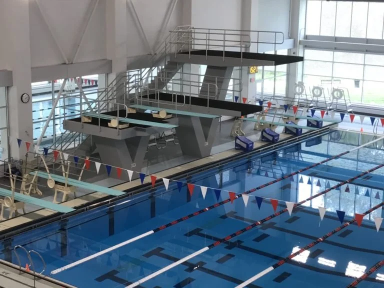 Interior guardrail systems fabricated for the Elkhart Aquatics Center.