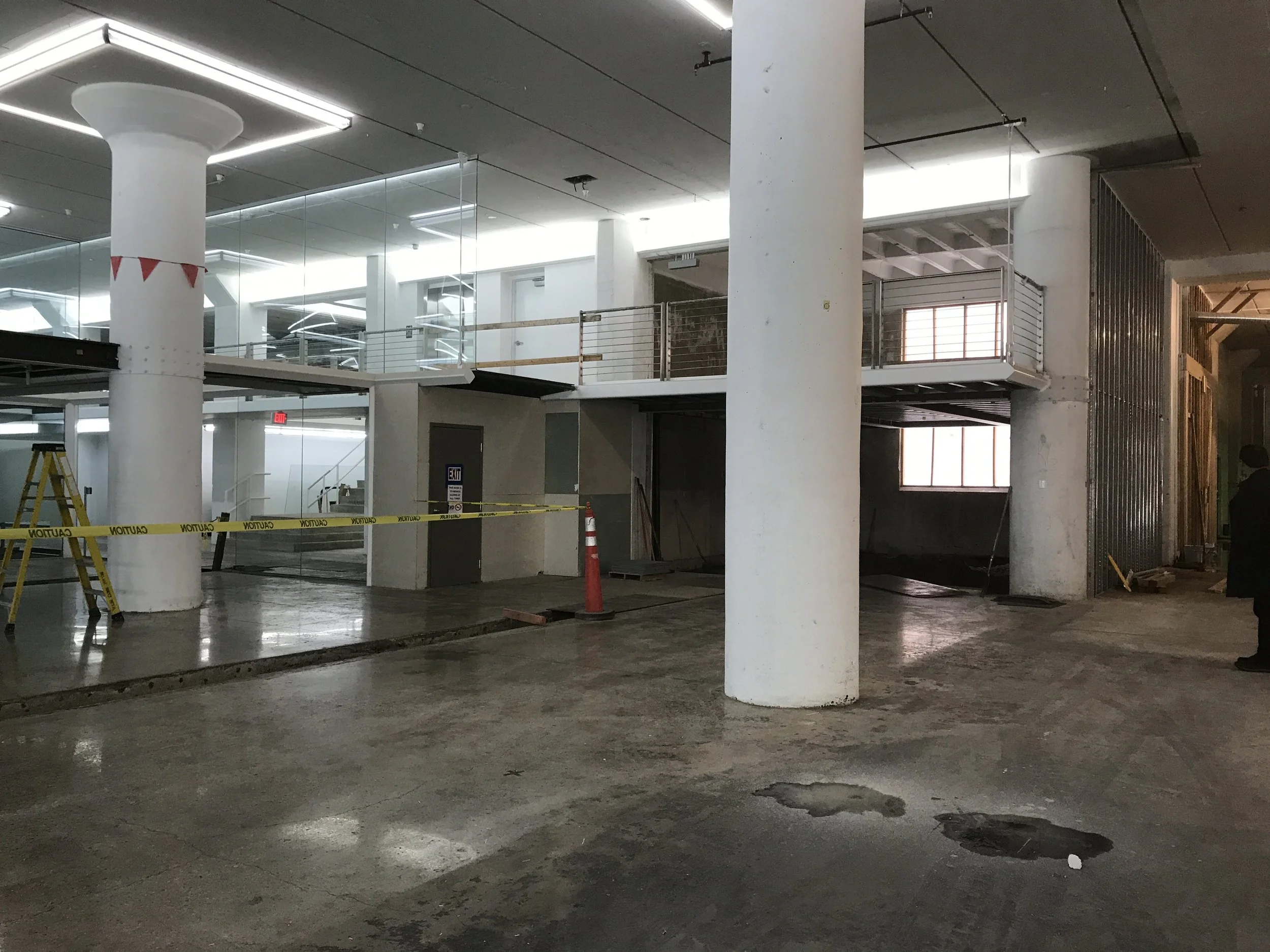 Architectural Guardrails and Elevated Platforms Integrated Throughout the Redeveloped Space.