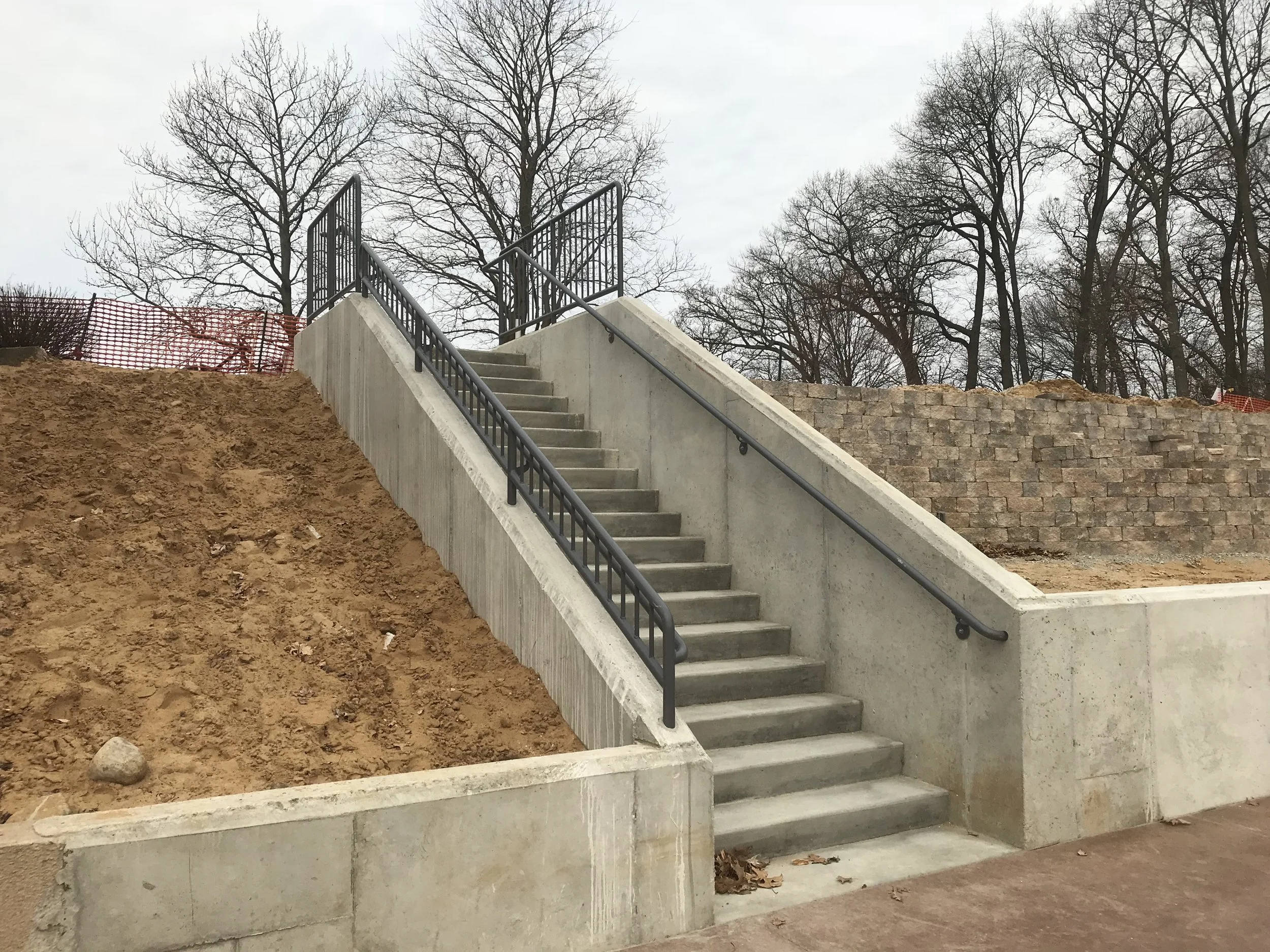 Exterior Steel Stair and Handrail System Fabricated for Pedestrian Access.