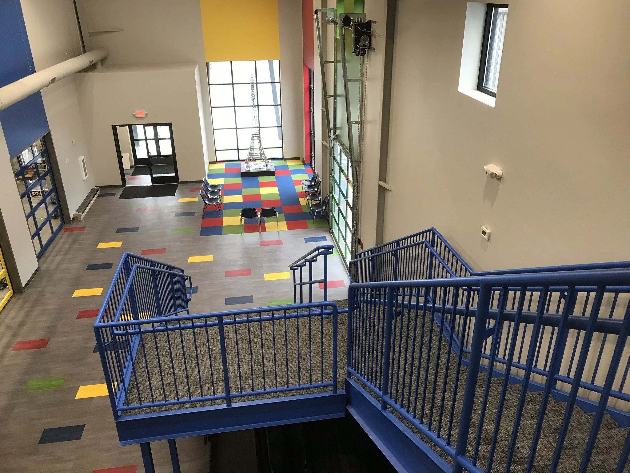 Interior Steel Guardrail System Fabricated for Upper-Level Circulation and Visibility.