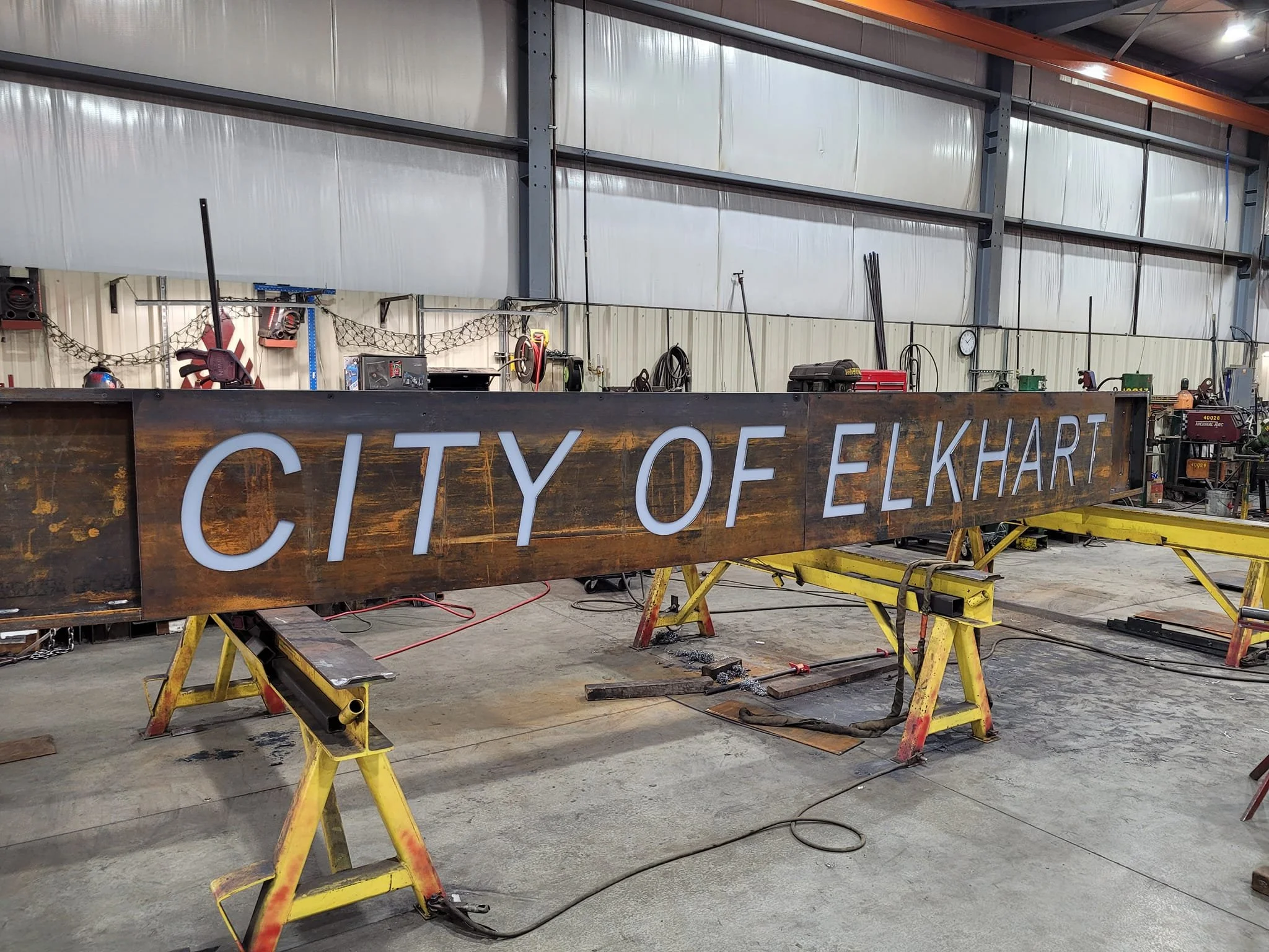 Custom fabricated signage components for the State Road 19 project in Elkhart, Indiana.