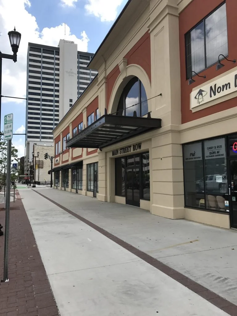 Downtown canopy along Main Street Row.