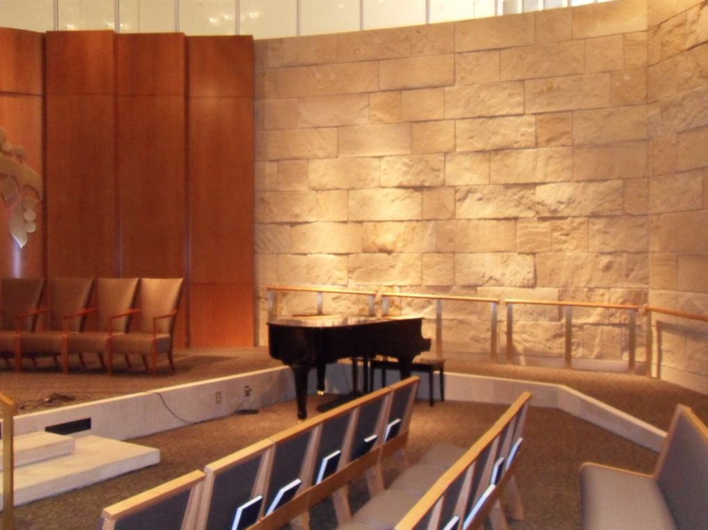 Curved Interior Handrail System Fabricated to Support Accessible Circulation within the Sanctuary.