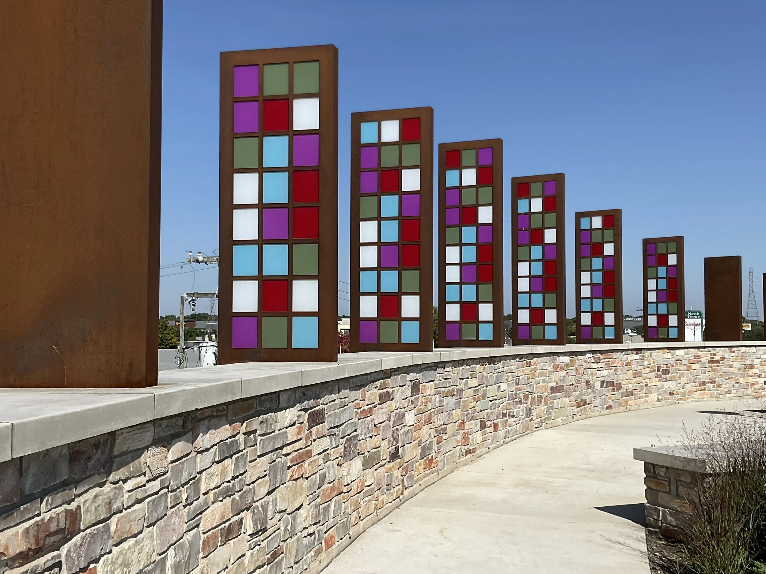 Decorative metal and glass panels fabricated for the State Road 19 streetscape project.