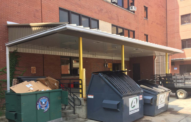 Structural Steel Canopy Providing Weather Protection for Loading and Service Operations.