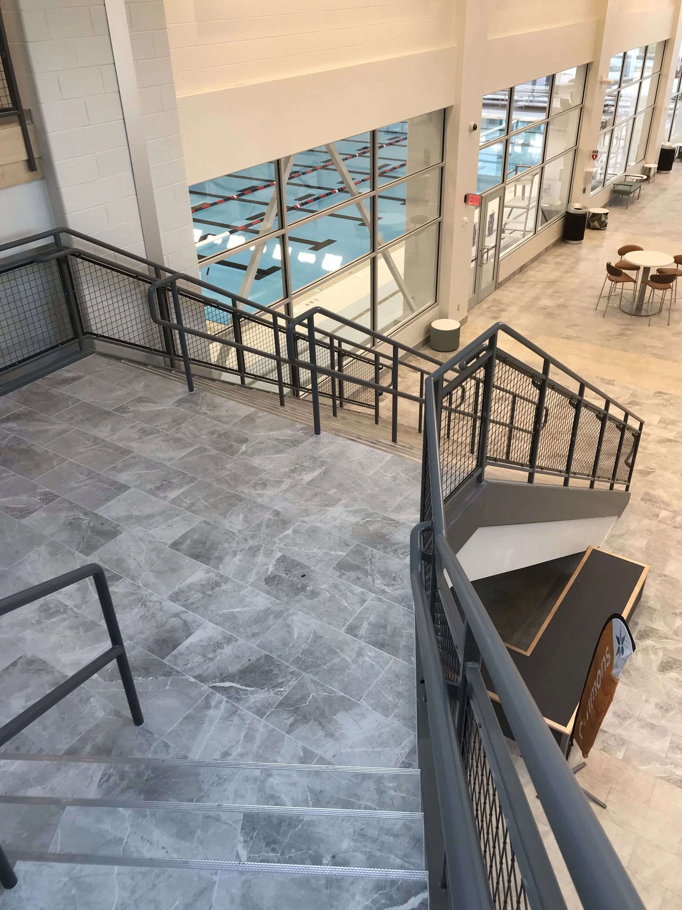 Upper Landing and Guardrail System Fabricated Overlooking the Aquatic Area.