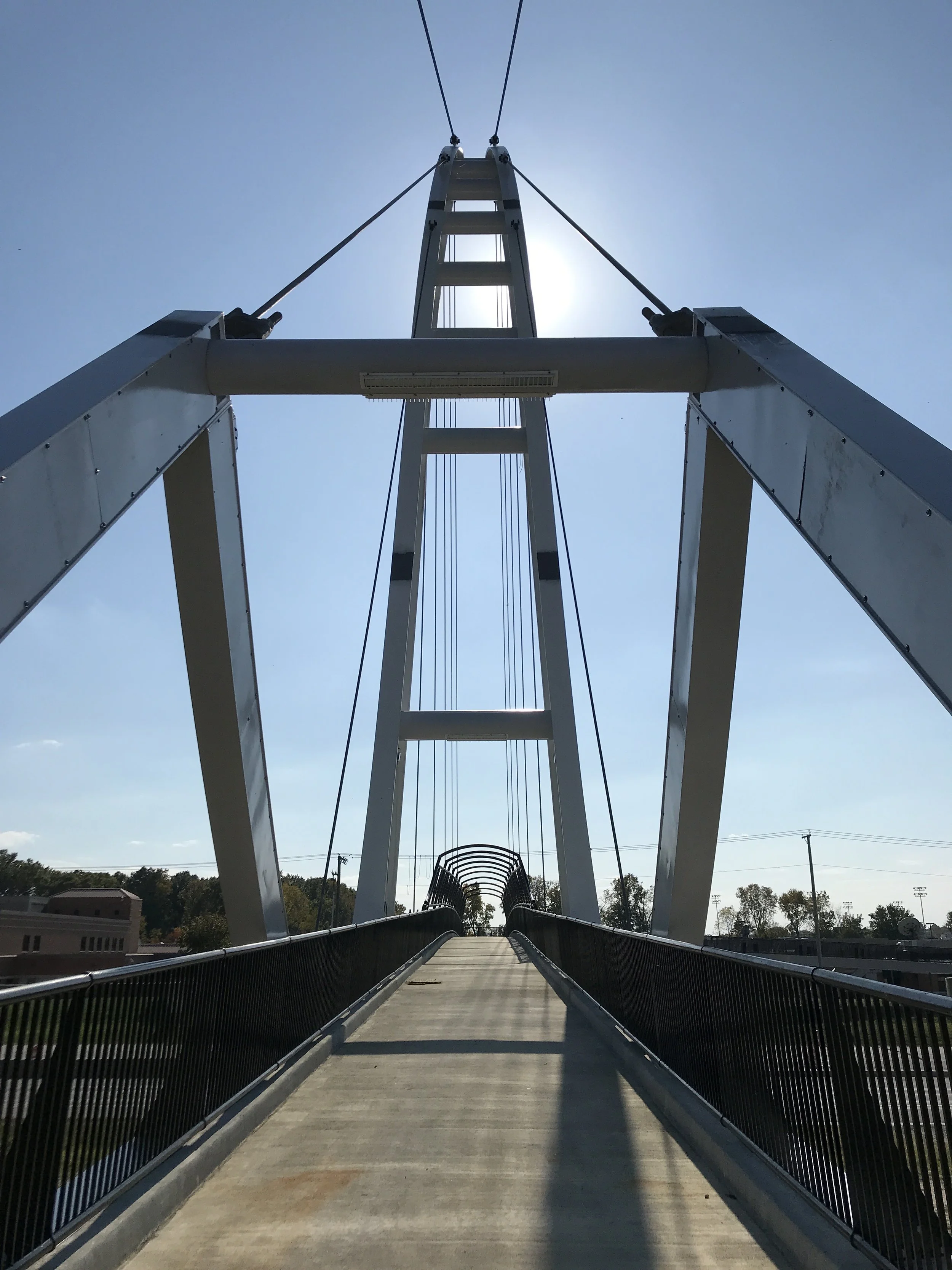 Structural Steel Pedestrian Bridge Structure Connecting Purdue Fort Wayne and Ivy Tech Fort Wayne.