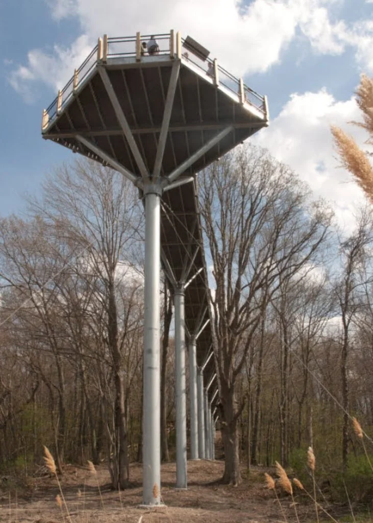 Elevated Observation Platform Supported by Structural Steel Columns at Galien Park.