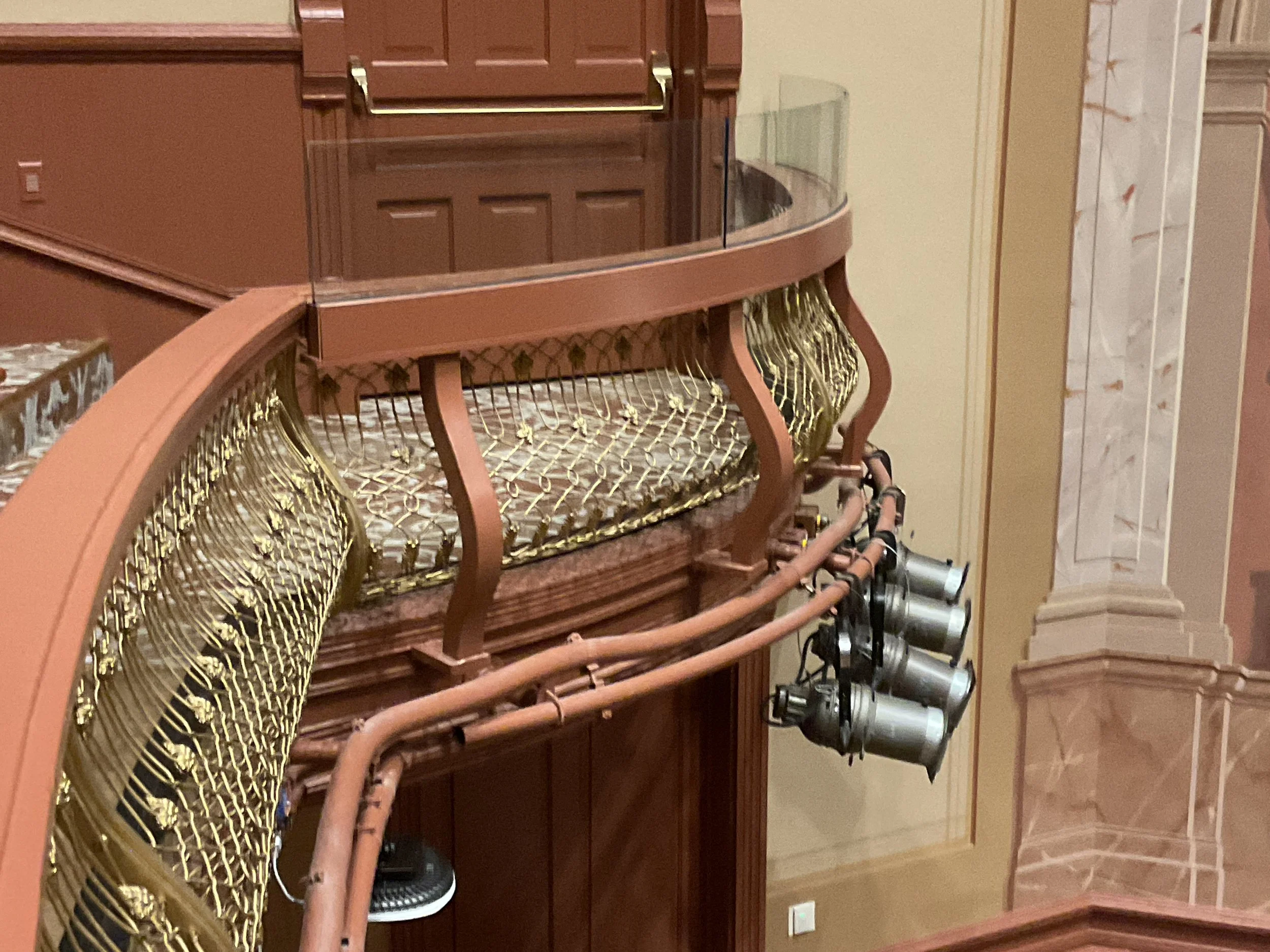 Decorative Metal Balcony Railing Fabricated for Washington Hall at the University of Notre Dame.