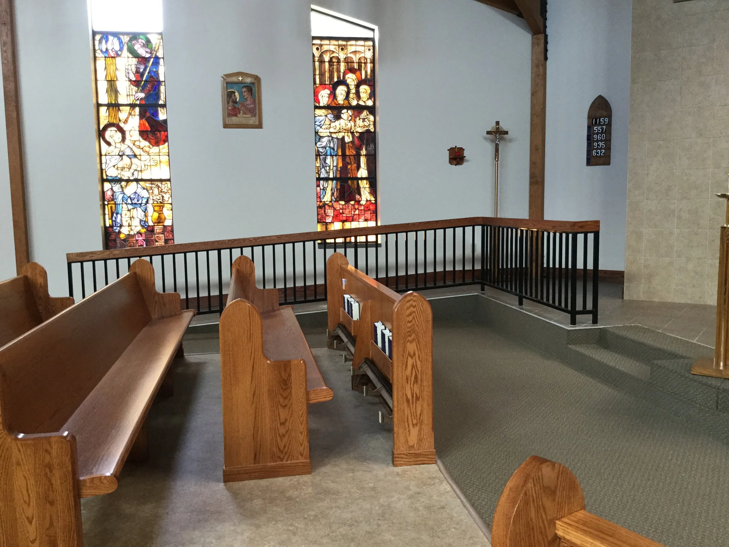 Interior Guardrail System Designed to Blend with the Church's Architectural Features and Worship Space.