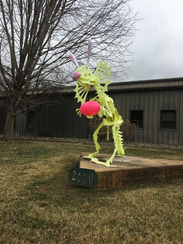 Custom fabricated metal sculpture for outdoor display.