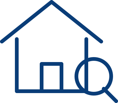 Geometric drawing of an outline square with sections divided by vertical, horizontal, and half circle lines.