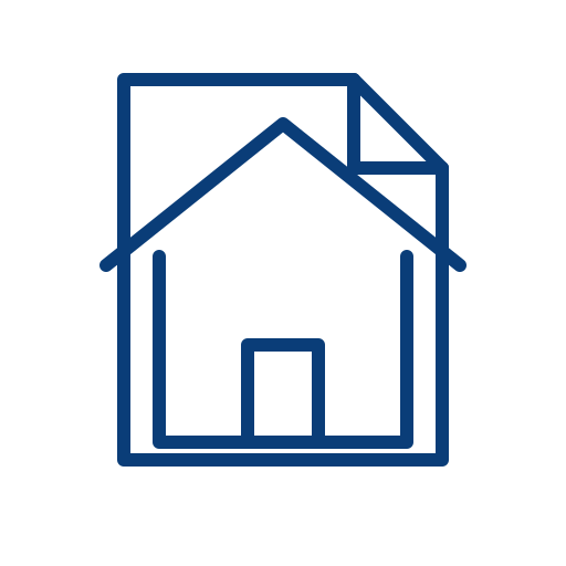 Geometric drawing of an outline square with sections divided by vertical, horizontal, and circle lines.