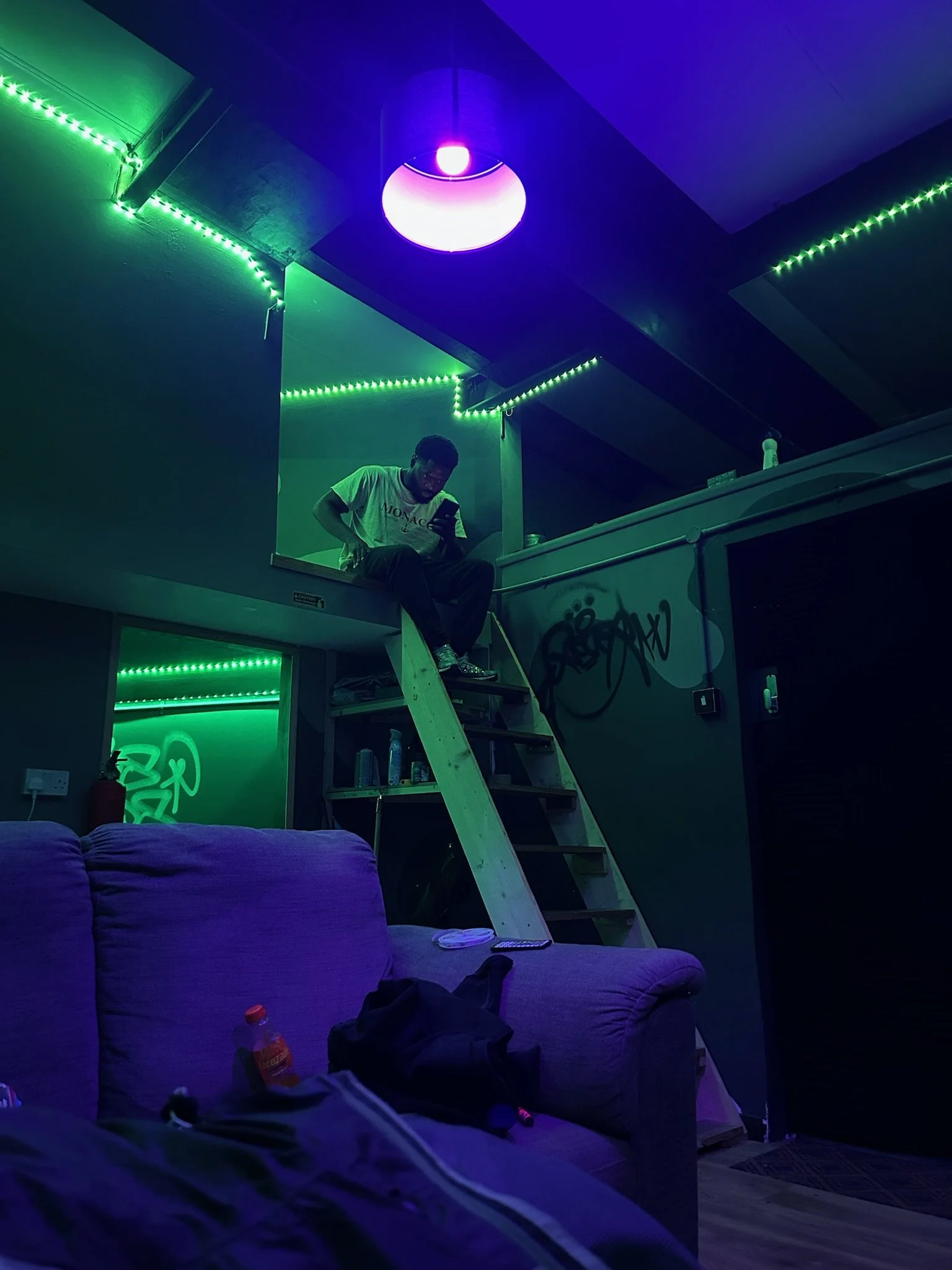 Rebellious Records recording studio, Hackney Wick — atmospheric LED lighting and creative space