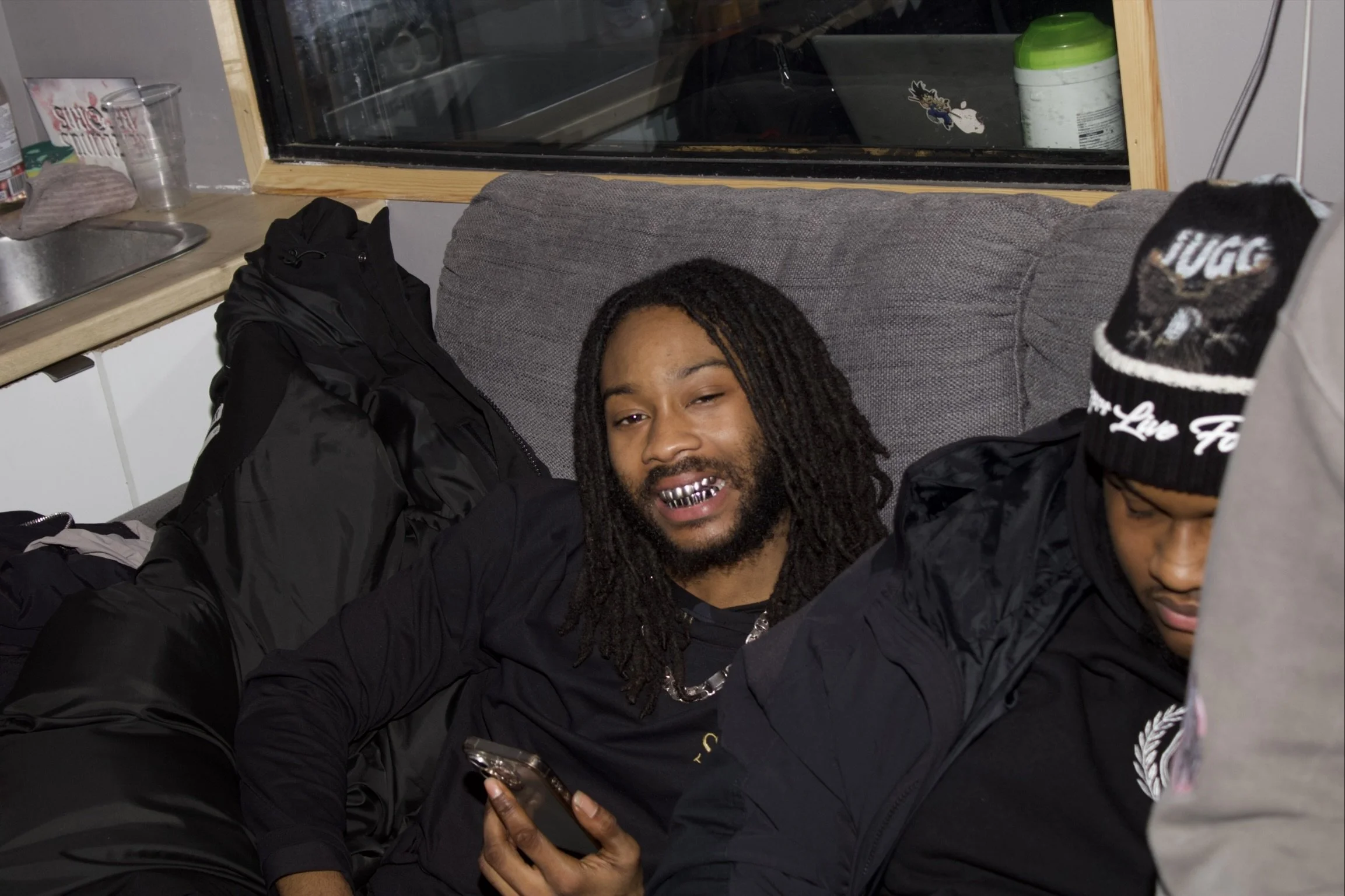 

Artists relaxing in the lounge at Rebellious Records, Hackney Wick recording studio