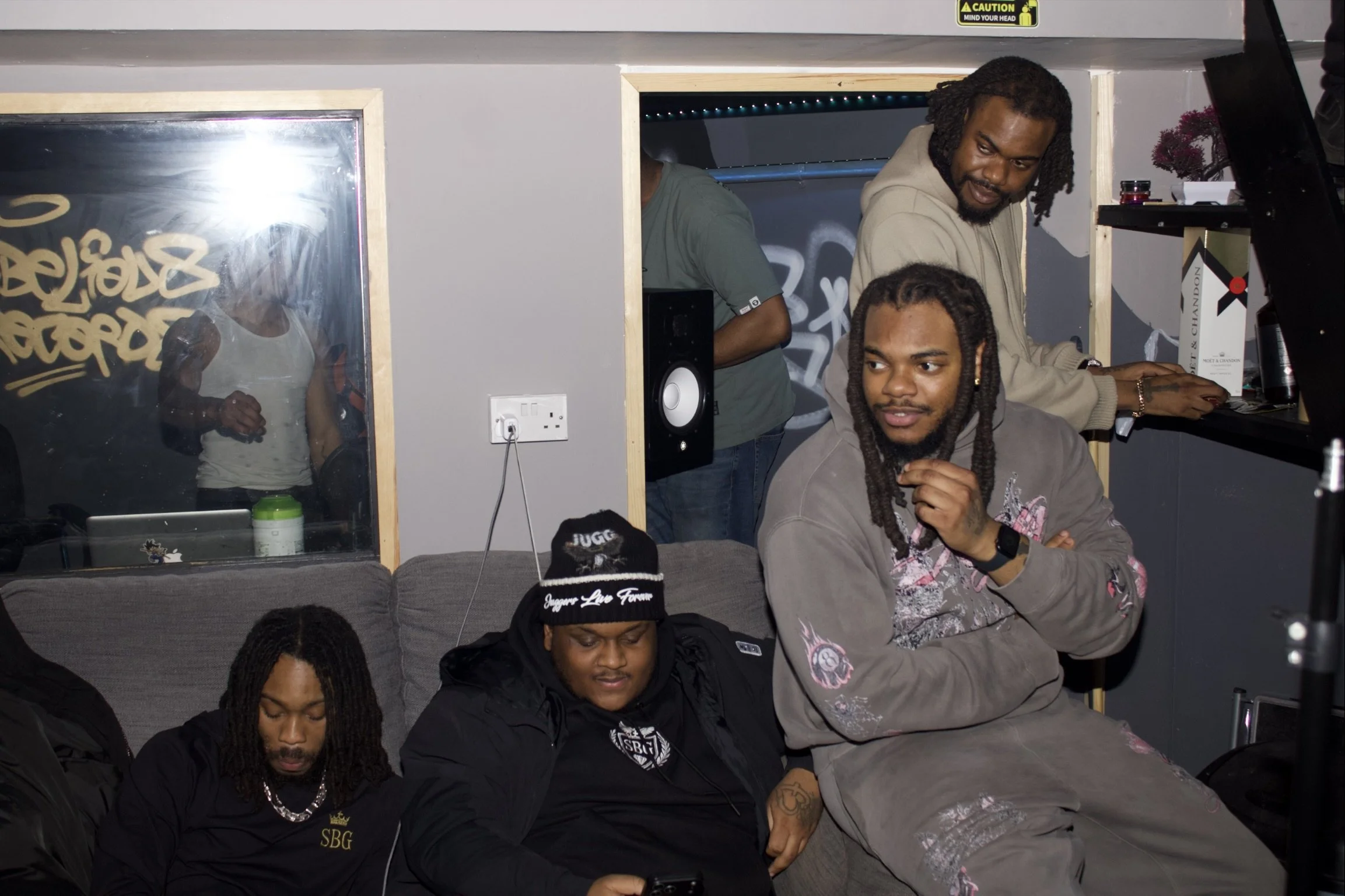 Recording session in progress at Rebellious Records studio, Hackney Wick, East London